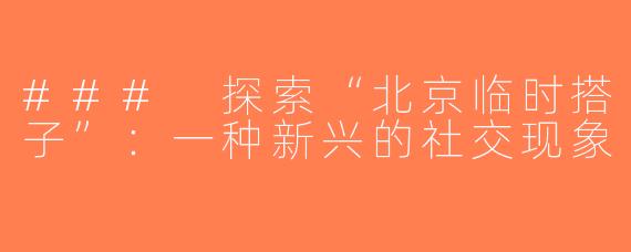 ### 探索“北京临时搭子”：一种新兴的社交现象