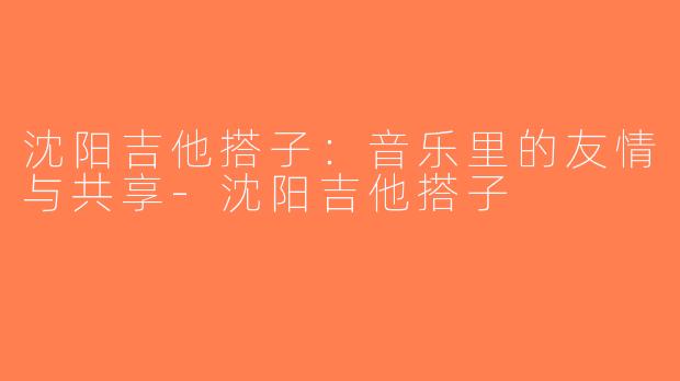 沈阳吉他搭子：音乐里的友情与共享-沈阳吉他搭子