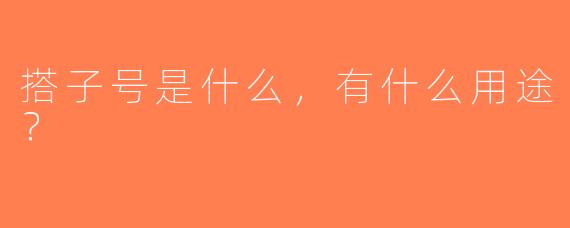 搭子号是什么，有什么用途？
