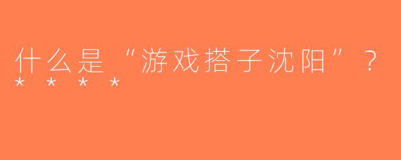 什么是“游戏搭子沈阳”？****