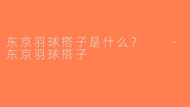 东京羽球搭子是什么？  -东京羽球搭子