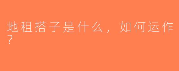 地租搭子是什么，如何运作？