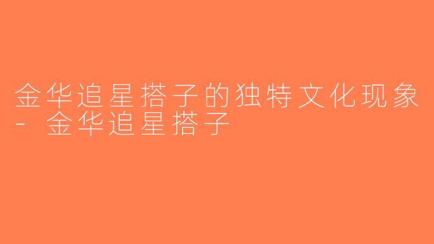 金华追星搭子的独特文化现象-金华追星搭子