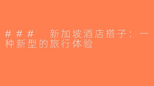 ### 新加坡酒店搭子：一种新型的旅行体验