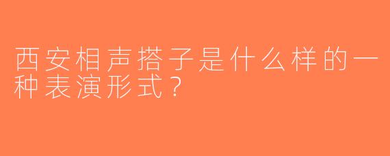 西安相声搭子是什么样的一种表演形式？  