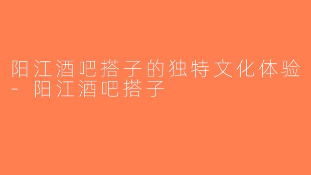 阳江酒吧搭子的独特文化体验-阳江酒吧搭子