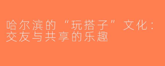 哈尔滨的“玩搭子”文化：交友与共享的乐趣