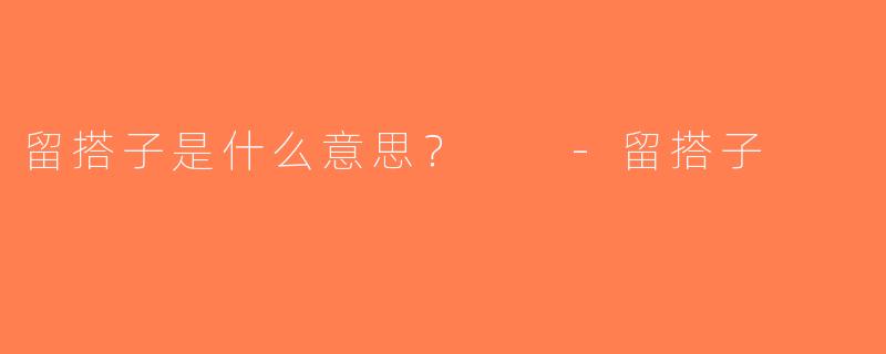 留搭子是什么意思？  -留搭子