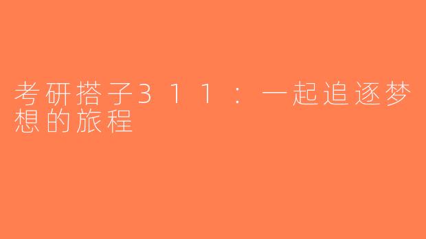 考研搭子311：一起追逐梦想的旅程