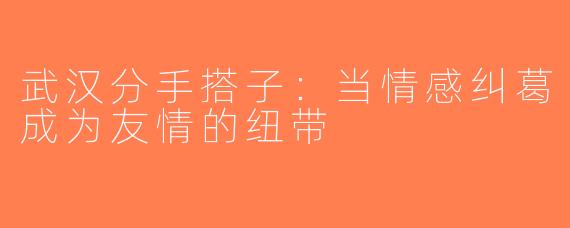 武汉分手搭子：当情感纠葛成为友情的纽带