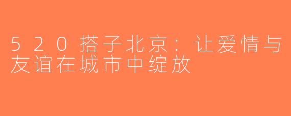 520搭子北京：让爱情与友谊在城市中绽放