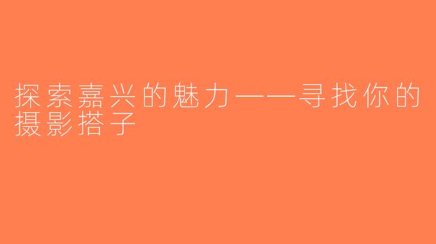 探索嘉兴的魅力——寻找你的摄影搭子