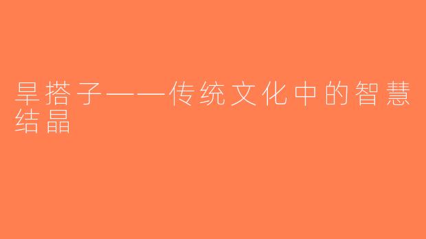 旱搭子——传统文化中的智慧结晶