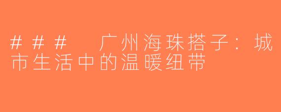 ### 广州海珠搭子：城市生活中的温暖纽带