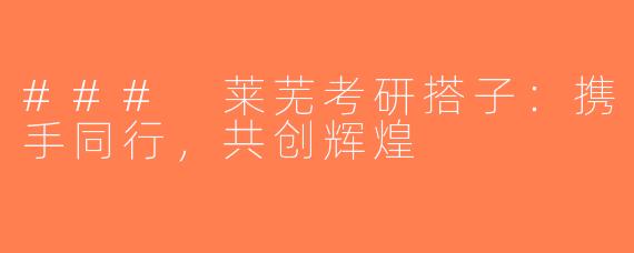 ### 莱芜考研搭子：携手同行，共创辉煌