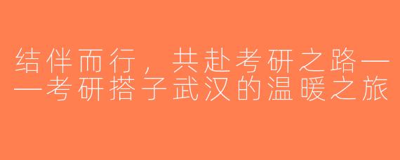 结伴而行，共赴考研之路——考研搭子武汉的温暖之旅