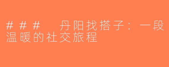 ### 丹阳找搭子：一段温暖的社交旅程