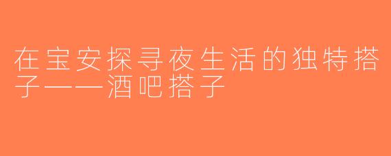 在宝安探寻夜生活的独特搭子——酒吧搭子