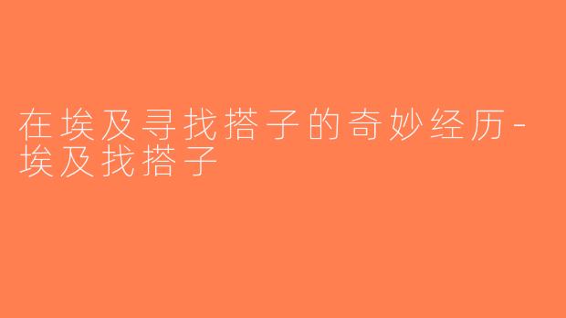 在埃及寻找搭子的奇妙经历-埃及找搭子