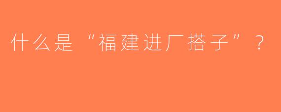 什么是“福建进厂搭子”？  