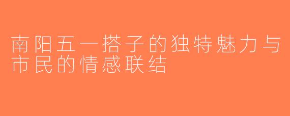 南阳五一搭子的独特魅力与市民的情感联结