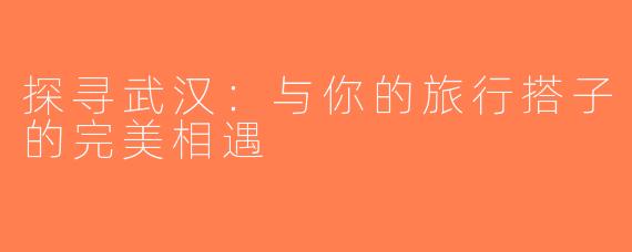 探寻武汉：与你的旅行搭子的完美相遇