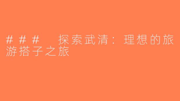 ### 探索武清：理想的旅游搭子之旅