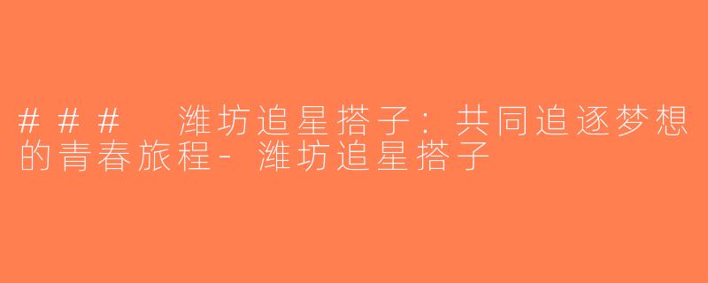 ### 潍坊追星搭子：共同追逐梦想的青春旅程-潍坊追星搭子