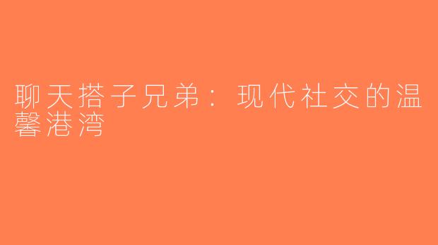 聊天搭子兄弟：现代社交的温馨港湾