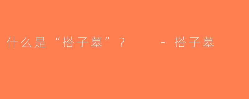 什么是“搭子墓”？  -搭子墓