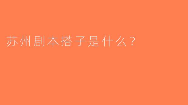 苏州剧本搭子是什么？  