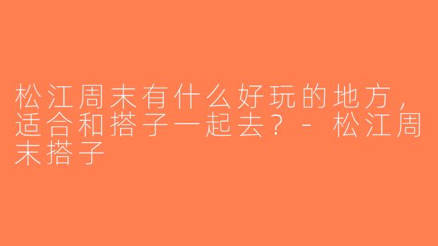 松江周末有什么好玩的地方，适合和搭子一起去？-松江周末搭子