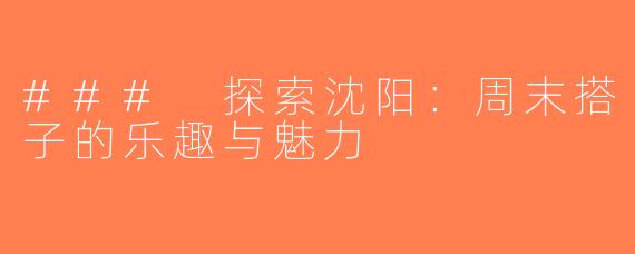 ### 探索沈阳：周末搭子的乐趣与魅力