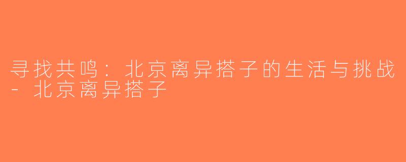 寻找共鸣：北京离异搭子的生活与挑战-北京离异搭子