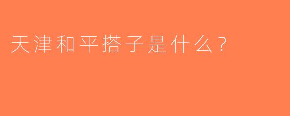 天津和平搭子是什么？