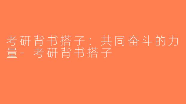考研背书搭子：共同奋斗的力量-考研背书搭子