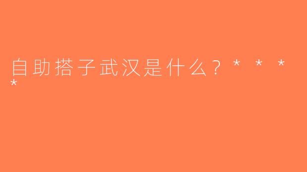 自助搭子武汉是什么？****