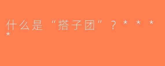 什么是“搭子团”？****