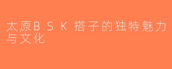 太原BSK搭子的独特魅力与文化