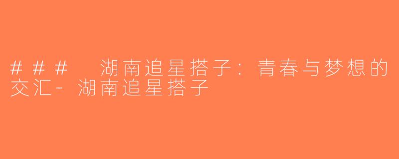 ### 湖南追星搭子：青春与梦想的交汇-湖南追星搭子