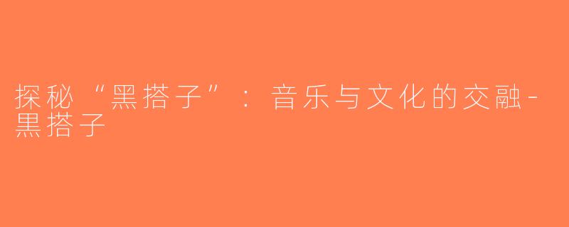 探秘“黑搭子”：音乐与文化的交融-黒搭子