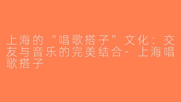 上海的“唱歌搭子”文化：交友与音乐的完美结合-上海唱歌搭子