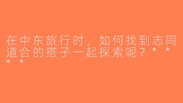 在中东旅行时，如何找到志同道合的搭子一起探索呢？****