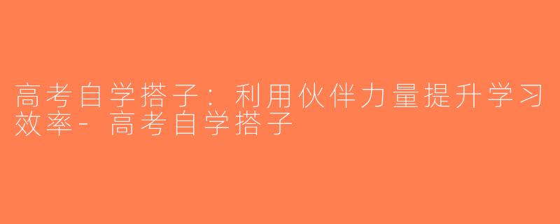 高考自学搭子：利用伙伴力量提升学习效率-高考自学搭子