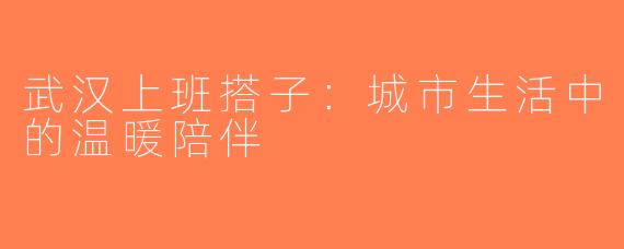 武汉上班搭子：城市生活中的温暖陪伴