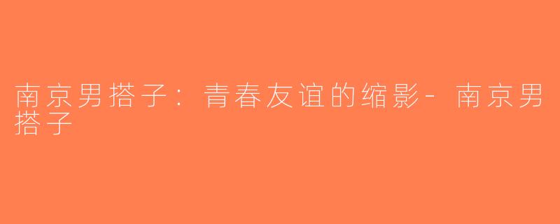 南京男搭子：青春友谊的缩影-南京男搭子