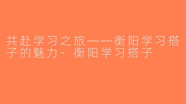 共赴学习之旅——衡阳学习搭子的魅力-衡阳学习搭子