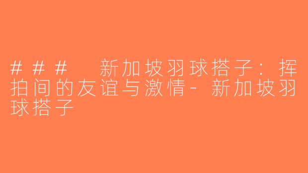 ### 新加坡羽球搭子：挥拍间的友谊与激情-新加坡羽球搭子