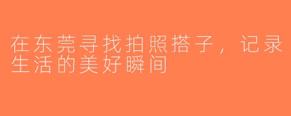 在东莞寻找拍照搭子，记录生活的美好瞬间