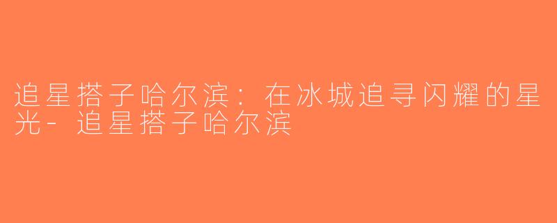 追星搭子哈尔滨：在冰城追寻闪耀的星光-追星搭子哈尔滨